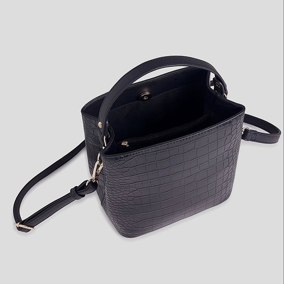 AOTA Elena Black Bucket Bag Peta Approved Vegan Leather - Picture 3 of 14